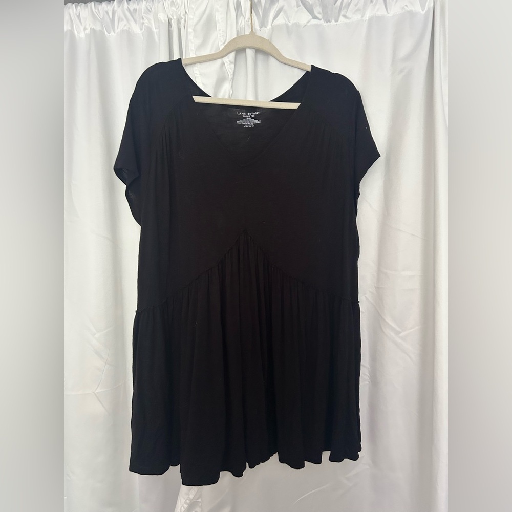 Plus size black t shirt blouse swing top